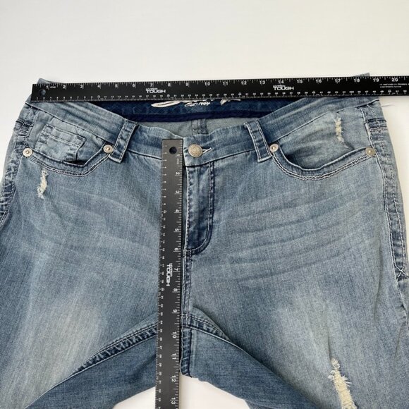 Seven7 Jean Women 18 Plus Boot Cut Mid 38x32 Distress Denim Luxe Retro Core Ex - Picture 14 of 16